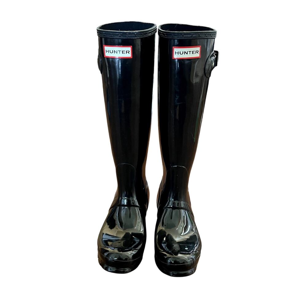 Hunter Original Tall Gloss Women's Pull On Rain Boots US Size 5 Black